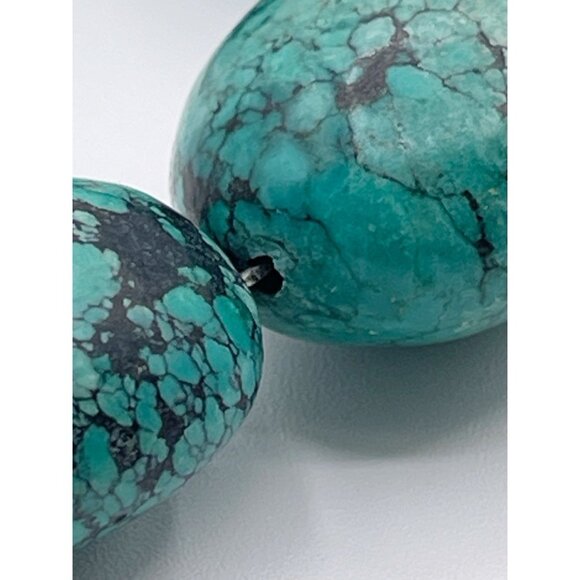 Handmade Sterling Silver Turquoise Statement Necklace Large Oval Gemstones 96g - Picture 11 of 13